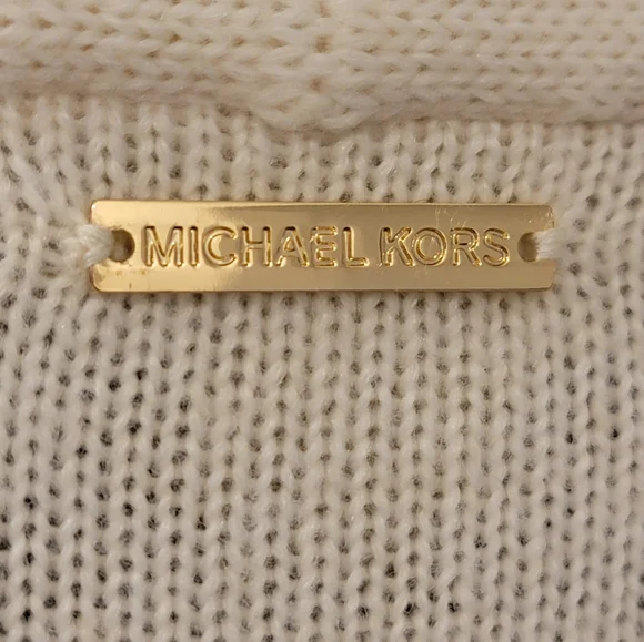 Michael Kors Cream and Army Green Open Front Cardigan - Picture 4 of 6